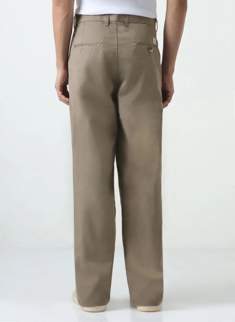 Urbano Fashion  Urbano Fashion Men's Grey Loose Baggy Fit Solid Chino Trousers Non-Stretchable for Men | Best Price UAE